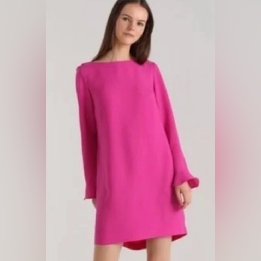 Banana Republic Long Sleeve Hot Pink Shift Dress Size 6